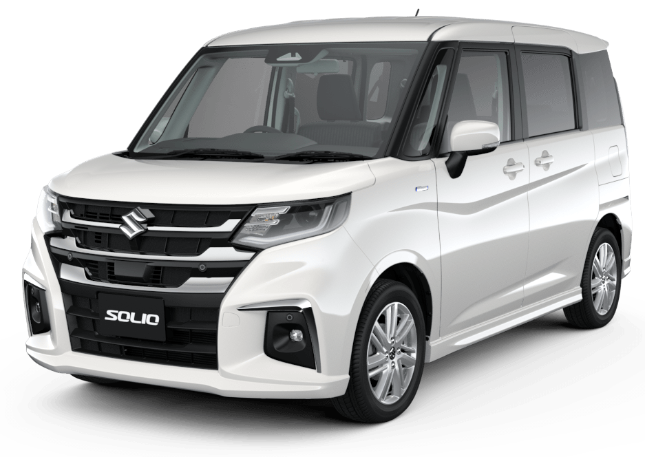 スズキソリオ(SUZUKI SOLIO) の白。1200ccのハイブリッドカー。未登録の新車。即納可能です。